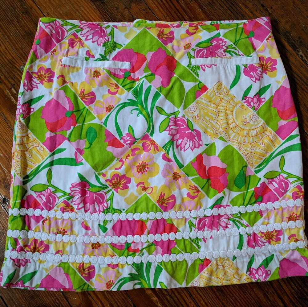 Lilly Pulitzer Patchwork Skirt with pockets - 8